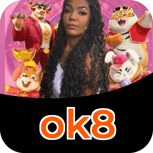 Interface do aplicativo ok8 mostrando jogos disponíveis no iOS e Android